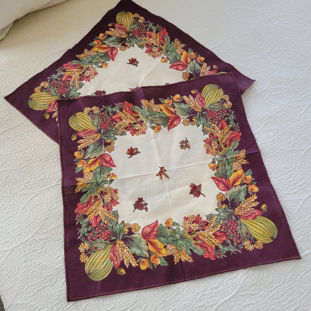 Two Fall Design Napkins 17" x 17"